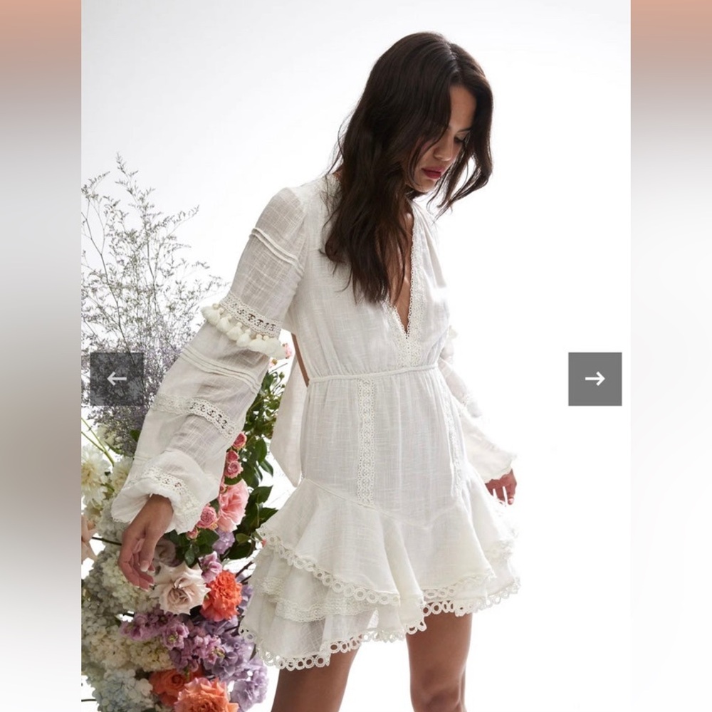 HEMANT & NANDITA Ruby white Lace Trim off white Dress XS - Picture 2 of 6
